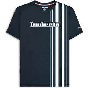 Lambretta Mens Multi Stripe Short Sleeve T-Shirt - XL / Navy/Smoke Blue
