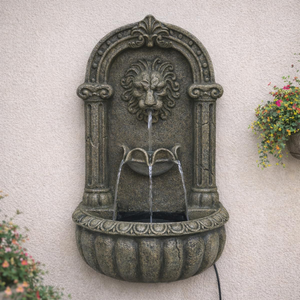 Plug-in & Solar Water Feature Lion 55cm