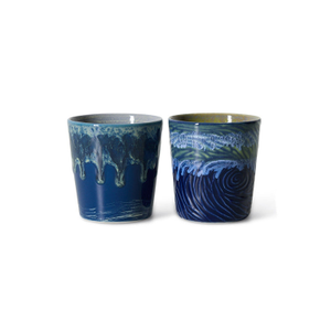 HKLIVING 70s ceramics: Van Gogh coffee mugs - Starry Night set of 2