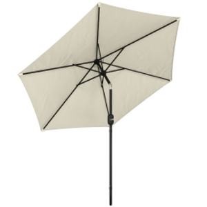 Outsunny 2.6 m Garden Parasol Umbrella with Aluminium Pole, Outdoor Patio Umbrella with Tilt and Crank, Vent, Cream White