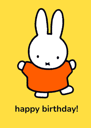 Miffy Bunny In Orange Dress Birthday Card
