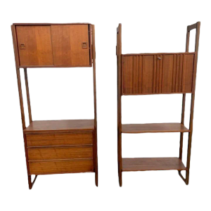 1960s Mid Century Modern Danish Wall Unit Bookcases - Set of 2