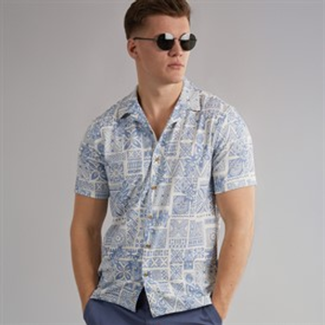 Tokyo Laundry Mens Tiki Short Sleeve Shirt Blue