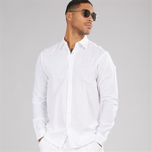 Avant Garde Mens Rustic Linen Shirt White