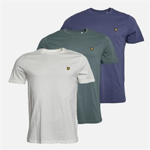 Lyle And Scott Vintage Mens Three Pack Lightweight T-Shirts Chalk/Cool Indigo/Green Mercurial