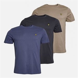 Lyle And Scott Vintage Mens Three Pack Lightweight T-Shirts Charcoal/Sage Uniform/Cool Indigo