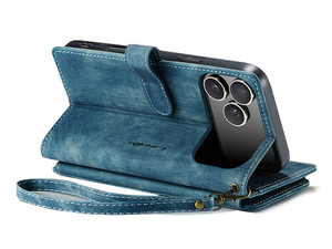 CaseMe Synthetic Leather Wallet Case with Zipper Pocket for iPhone 17 Pro Max - Teal