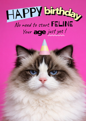 No Need To Start Feline Your Age Just Yet Funny Cat Birthday Card