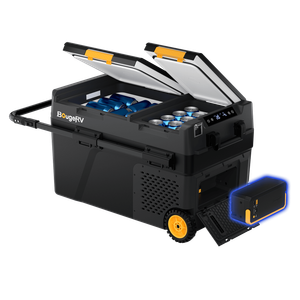 BougeRV New CRD2 V2.0 43QT Dual Zone 12V Portable Fridge with 240Wh Battery