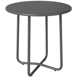 Outsunny 48 cm Round Garden Side Table, Small Metal Outdoor Garden Table with Rolled Edge, Dark Grey