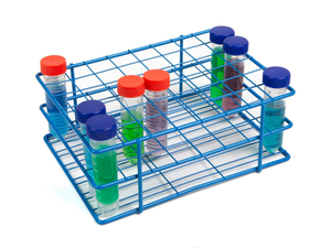 Coated Metal Wire Rack For Up to Forty-Eight 50mL Tubes, or 25-30mm Tubes, Blue, 1/EA