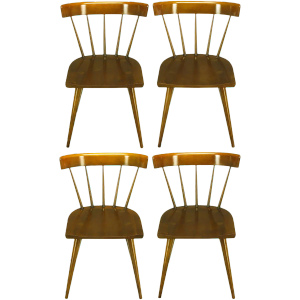Four Paul McCobb Dark Maple Spindle-Back Dining Chairs