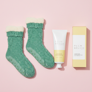 Chenille Lounge Socks & Hand Cream Gift Set