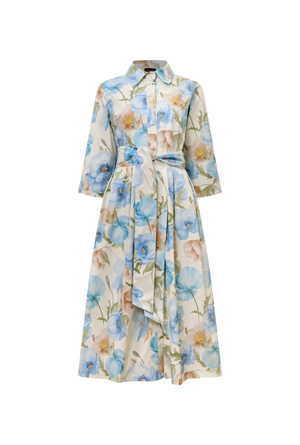 Blue Bloom Cotton Midi Dress (S)