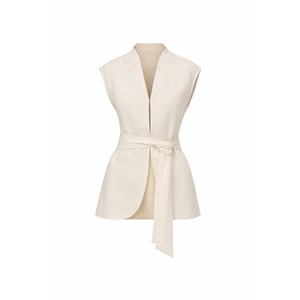 Clare Linen Blend Wrap Vest Top (S)
