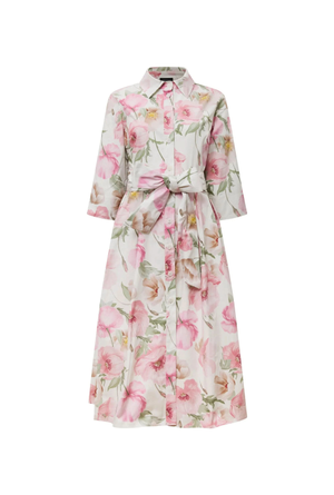 Pink Bloom Cotton Midi Dress (L)