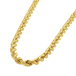 Men's Solid Rope Chain 14k Yellow Gold 3mm-20mm
