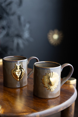 Set of 2 Milagro Heart Glazed Mugs