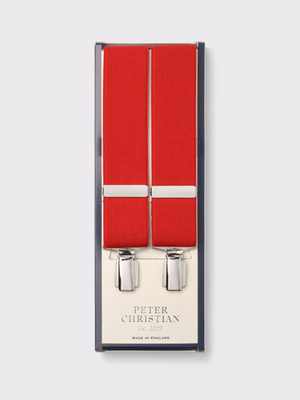 Plain Red Braces with Silver Clips