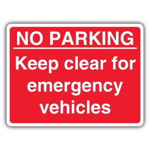 No Parking Keep Clear For Emergency Vehi 400 x 300 mm - RA1 Reflective 3mm Alumin