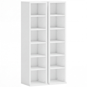 HOMCOM Set of 2 CD Media Display Shelf Unit Tower Rack with Adjustable Shelves, White