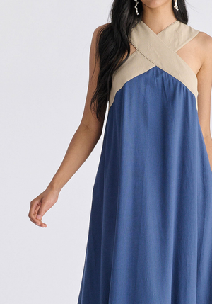 Cross Strap Halterneck Maxi Dress