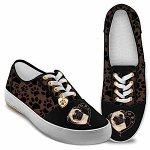 Paw Prints On My Heart Women's Shoes Pug
