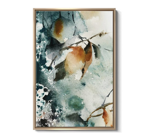 Abstract Botanical In Teal And Amber II