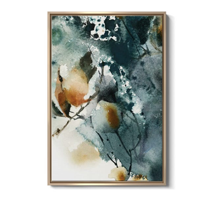 Abstract Botanical In Teal And Amber I