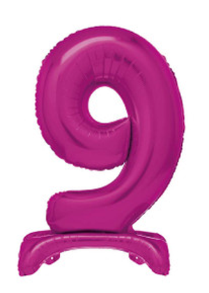 Number 9 Standing Hot Pink Balloon