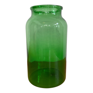 Large Vintage Green Glass Pickle Jar – 15" Hand-Blown Style Vessel