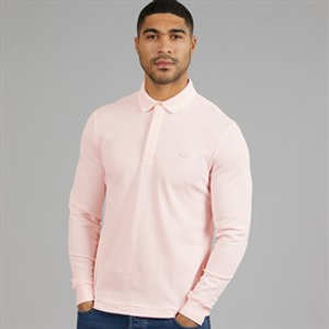 Lacoste Mens Regular Fit Stretch Long Sleeve Polo Shirt Light Pink