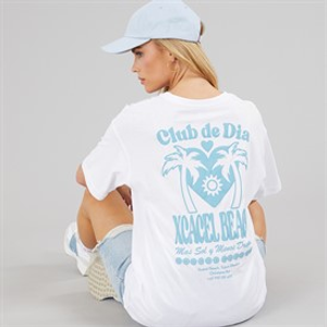 Brave Soul Womens Tulum Graphic T-Shirt White/Blue