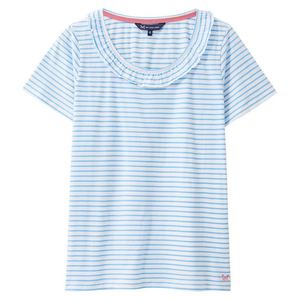 Womens Frill Neck T-Shirt (Sky Blue/White)