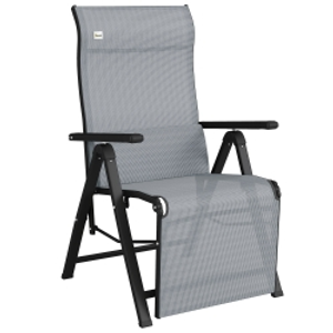Outsunny Silla Reclinable Plegable de Jardín con Respaldo Ajustable en 9 Posiciones y Cojín Lumbar 70x65x111 cm Gris