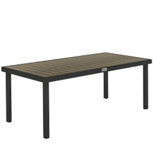 Outsunny Aluminium Outdoor Garden Dining Table for 8 People, Faux Wood Top, for Garden, Patio, 190 x 90 x 74cm, Brown