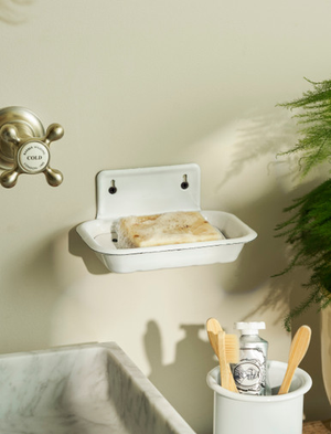 Enamel Wall Mounted Soap Dish - White