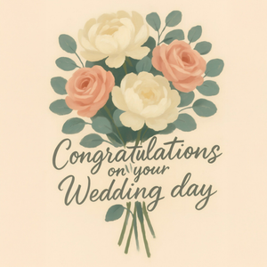 Illustrated Bouquet Wedding Congratulations Card