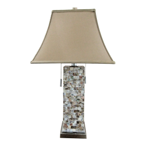 1990s Cannon Seashell and Crystal Led Table Lamp With Shade