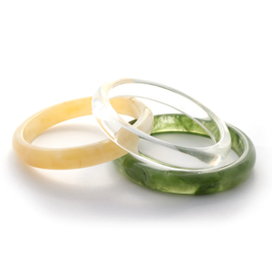 Green Multicolor Resin Bangle Set
