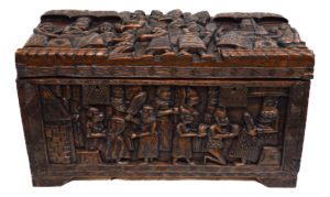 Antique African Carved Folk Art Tribal Bas-Relief Chest