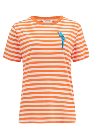 Maggie T-Shirt Off-White, Orange, Stripy Parrot (XXL)