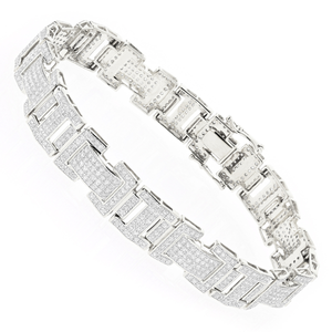10K Gold Men's Diamond Bracelet 3.22ct