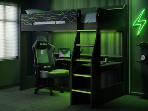 Recoil Ultimate Vivid Gaming High Sleeper with Desk Charcoal & Green