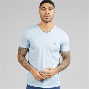 Lacoste Mens Lightweight V-Neck T-Shirt Light Blue