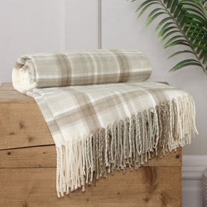 Morris Natural Check Throw (130cm x 150cm)