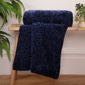 Cotswold Chenille Throw Navy (130cm x 150cm)