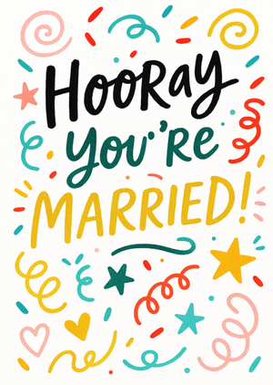 Hooray You’re Married Colourful Confetti Wedding Card