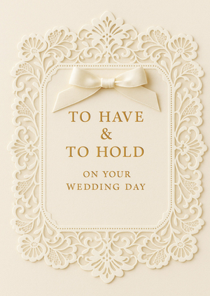 To Have & To Hold Lace & Bow Wedding Card