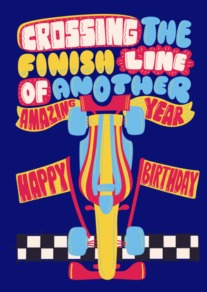 Crossing The Finish Line Of Another Amazing Year Birthday Card